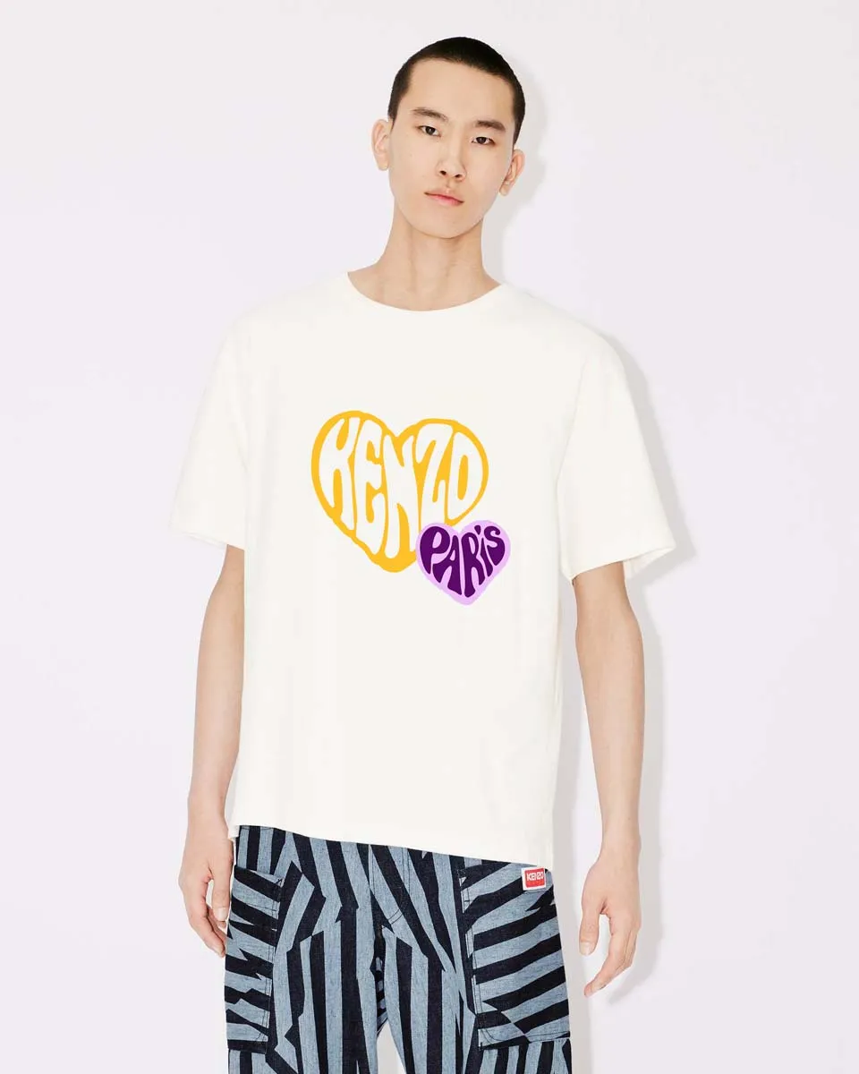 [Chinese Valentine's Day Series] KENZO 23 early autumn new men's love pattern letter casual T-shirt Color: Black Tibetan Blue White Size: M L